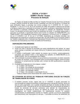 EDITAL n&ordm; 01/2011 OGMO`s Recife / Suape