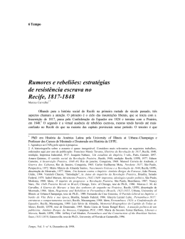 Rumores e rebeli&otilde;es: estrat&eacute;gias de resist&ecirc;ncia escrava