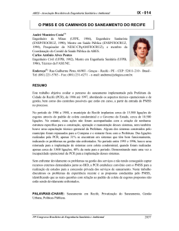 PMSS e os caminhos do saneamento do Recife