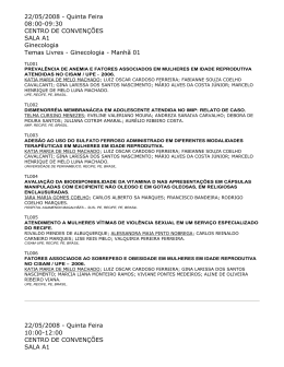 22/05/2008 - Quinta Feira 08:00-09:30 CENTRO DE