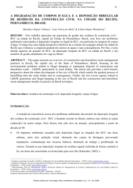 a degrada&ccedil;&atilde;o de corpos d`&aacute;gua e a deposi&ccedil;&atilde;o irregular