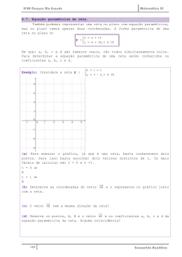 4.7. Equa&ccedil;&atilde;o param&eacute;trica da reta. Tamb&eacute;m podemos representar