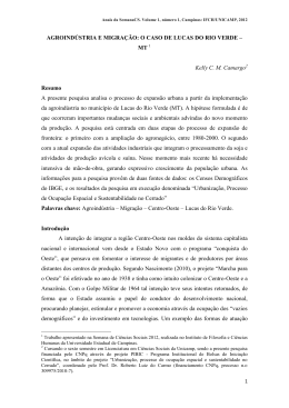 Agroind&uacute;stria e Migra&ccedil;&atilde;o: o caso de Lucas do Rio Verde