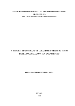 A HIST&Oacute;RIA DO COTIDIANO DE LUCAS DO RIO VERDE DO IN&Iacute;CIO
