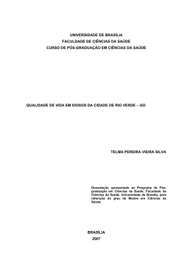 Qualidade de vida em idosos da cidade de Rio Verde-GO