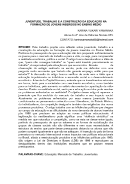 JUVENTUDE, TRABALHO E A CONSTRU&Ccedil;&Atilde;O DA