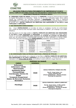 SELE&Ccedil;&Atilde;O P&Uacute;BLICA PARA PROVIMENTO DE