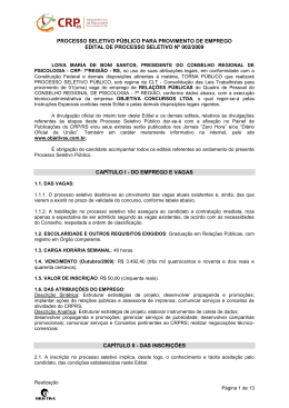 Processo Seletivo Público 002/2009