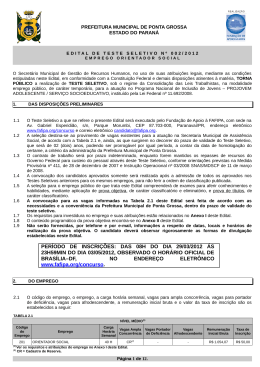 Edital de Abertura - Teste Seletivo