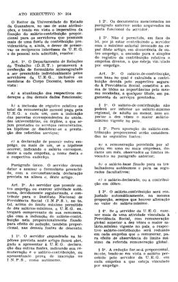 ATO EXECUTIVO N° 264 O Reitor da Universidade
