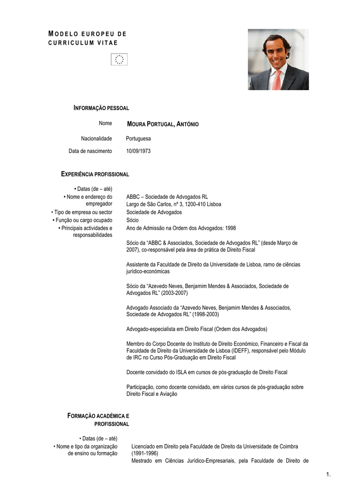 Modelo Europeu De Curriculum Vitae