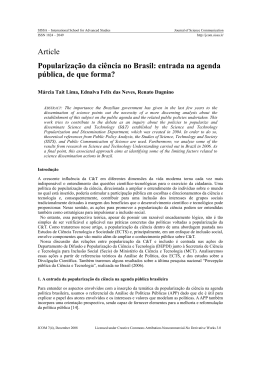 Article Popularização da ciência no Brasil: entrada - JCOM