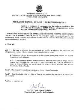 Resolu&ccedil;&atilde;o CGRAD 31/13 - Diretoria de Gradua&ccedil;&atilde;o - Cefet-MG