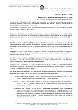 RESOLU&Ccedil;&Atilde;O CEG 02/2009 Normas para o registro acad&ecirc;mico de