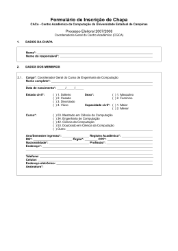Formul&aacute;rio de Inscri&ccedil;&atilde;o de Chapa
