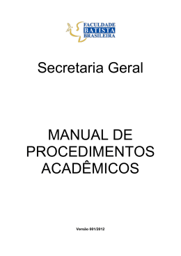 Secretaria Geral MANUAL DE PROCEDIMENTOS