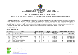 Homologa&ccedil;&atilde;o Final - Seletivos IFTO