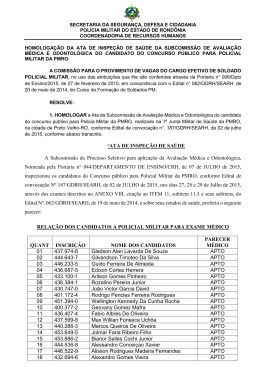 HOMOLOGA&Ccedil;&Atilde;O DA ATA DE INSPE&Ccedil;&Atilde;O DE SA&Uacute;DE DO CFSD