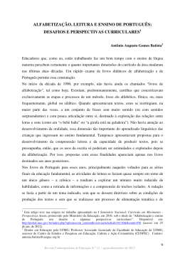 alfabetiza&ccedil;&atilde;o, leitura e ensino de portugu&ecirc;s