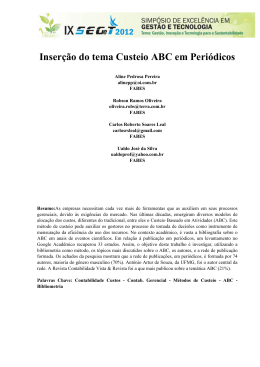 Inser&ccedil;&atilde;o do tema Custeio ABC em Peri&oacute;dicos