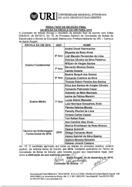 Resultado da Bolsa Escola 2016