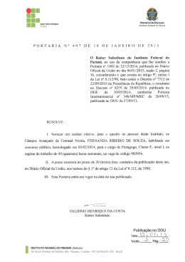 PORTARIA N0 407 DE 16 DE JANEIRO DE 2015 O Reitor