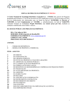 EDITAL DO PREG&Atilde;O ELETR&Ocirc;NICO N&ordm; 058/2014 O