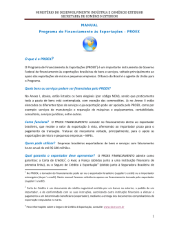 Manual sobre o PROEX - Ministério do Desenvolvimento, Indústria e