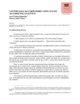 a supervis&atilde;o: do saber sobre a psican&aacute;lise ao saber psicanal&iacute;tico