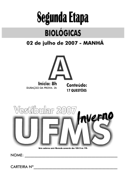 Processo Seletivo UFMS 2007 - Inverno