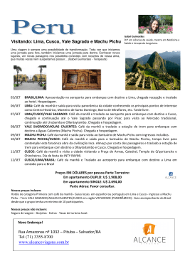 Visitando: Lima, Cusco, Vale Sagrado e Machu