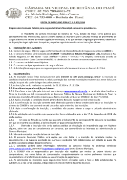 Edital - CAMARA MUNICIPAL DE BET&Acirc;NIA DO PIAU&Iacute;