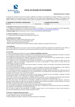 EDITAL DE SELE&Ccedil;&Atilde;O DE ESTAGI&Aacute;RIOS