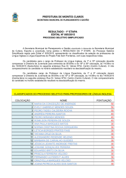resultado 1ª etapa - edital 005-2015 - Prefeitura de Montes Claros-MG