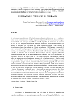 GEOGRAFIA E A FORMA&Ccedil;&Atilde;O DA CIDADANIA