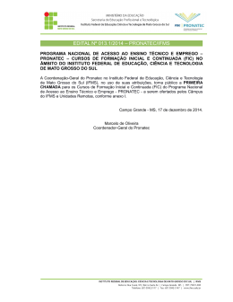 EDITAL N&ordm; 013.1/2014 &ndash; PRONATEC/IFMS