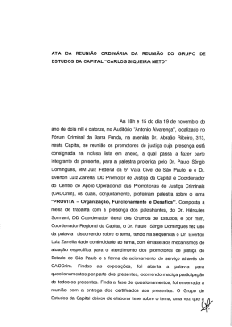 ATA DA REUNIÃO ORDÊNÁRIA DA REUNIÃO DO GRUPO DE