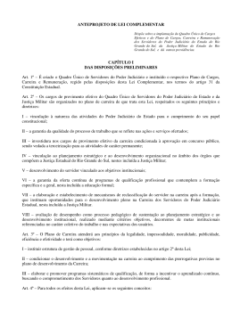 ANTEPROJETO DE LEI COMPLEMENTAR CAP&Iacute;TULO I DAS