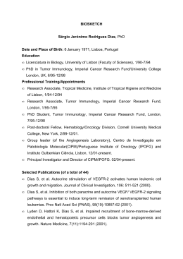 BIOSKETCH S&eacute;rgio Jer&oacute;nimo Rodrigues Dias, PhD Date and Place