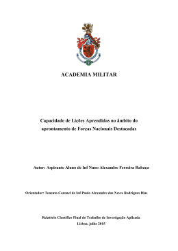 ACADEMIA MILITAR Capacidade de Li&ccedil;&otilde;es Aprendidas no &acirc;mbito