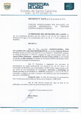 DEC. 14.670 Concede aposentadoria por invalidez em caráter