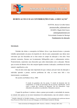RUBEM ALVES E SUAS CONTRIBUI&Ccedil;&Otilde;ES PARA A EDUCA&Ccedil;&Atilde;O