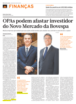 OPAs podem afastar investidor do Novo Mercado da Bovespa