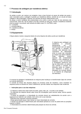 7. Processo de soldagem por resist&ecirc;ncia el&eacute;trica 7.1 Introdu&ccedil;&atilde;o 7.2