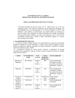 ESTADO DE SANTA CATARINA PREFEITURA MUNICIPAL DE