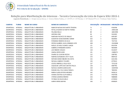 Terceira Convocação da Lista de Espera SiSU 2015-1