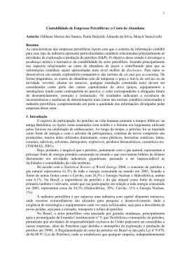 1 Contabilidade de Empresas Petrol&iacute;feras: o Custo de
