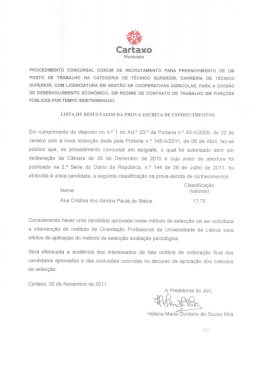 Lista de Resultados da Prova Escrita de Conhecimentos