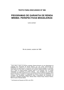 programas de garantia de renda mínima: perspectivas brasileiras