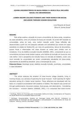 jovens universit&aacute;rios de baixa-renda e a busca pela inclus&atilde;o